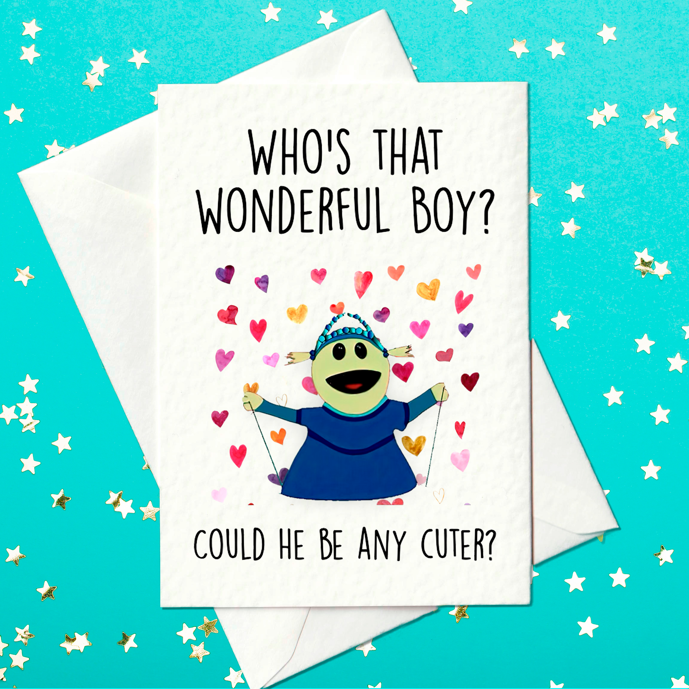 Who's that wonderful boy? Could he be any cuter? Meme card