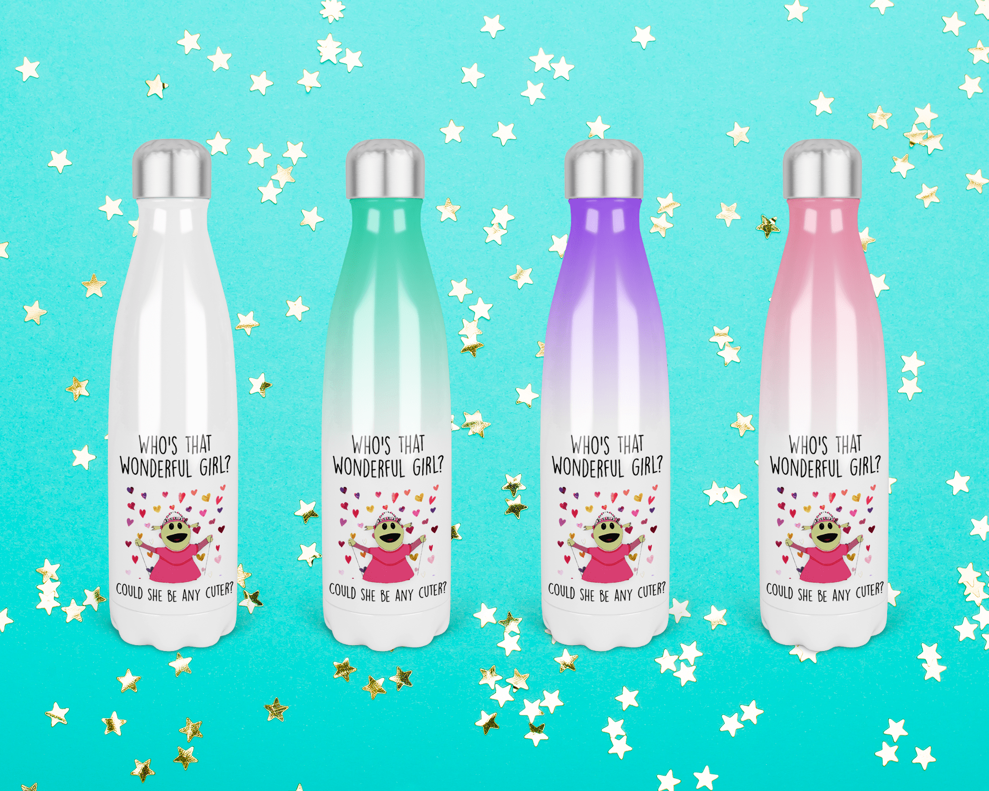 Who's that wonderful girl water bottles