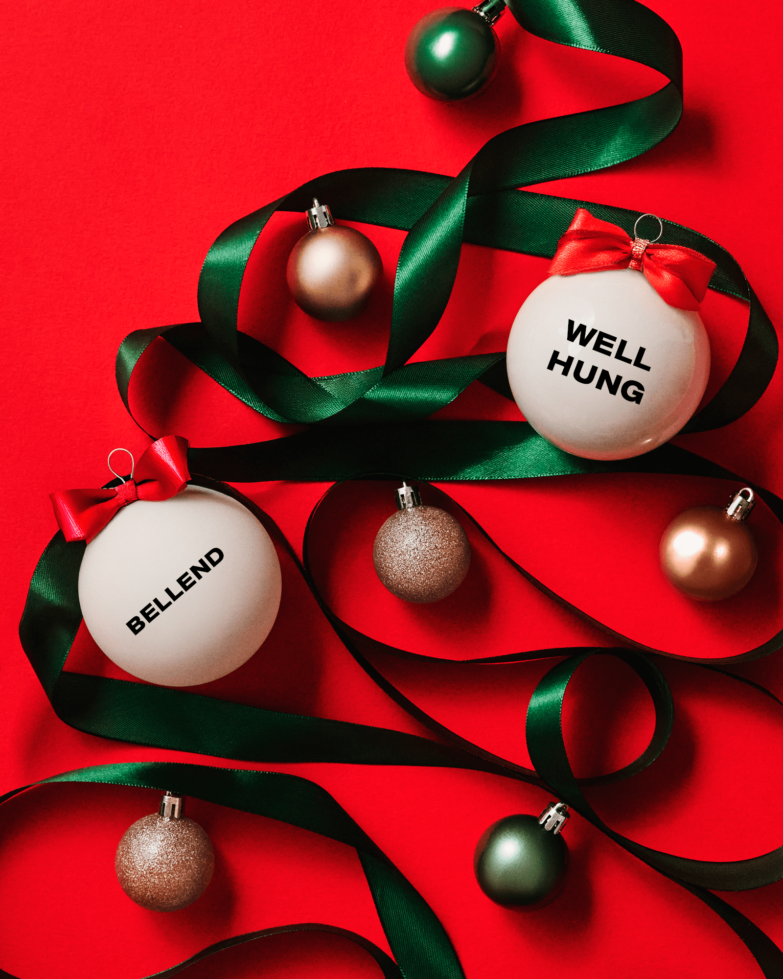 Rude Christmas bauble - well hung, bellend