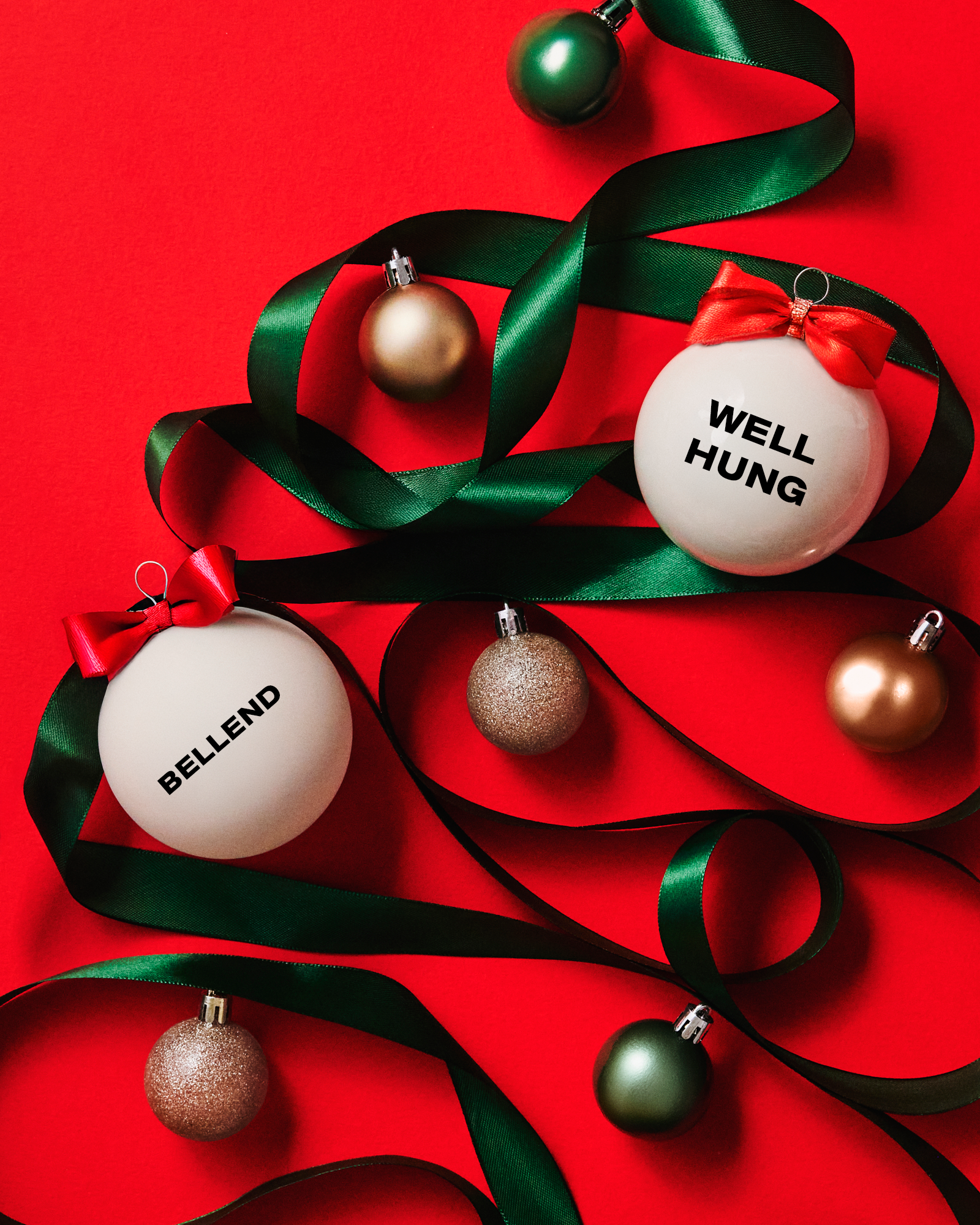 Rude Christmas bauble - bellend, well hung