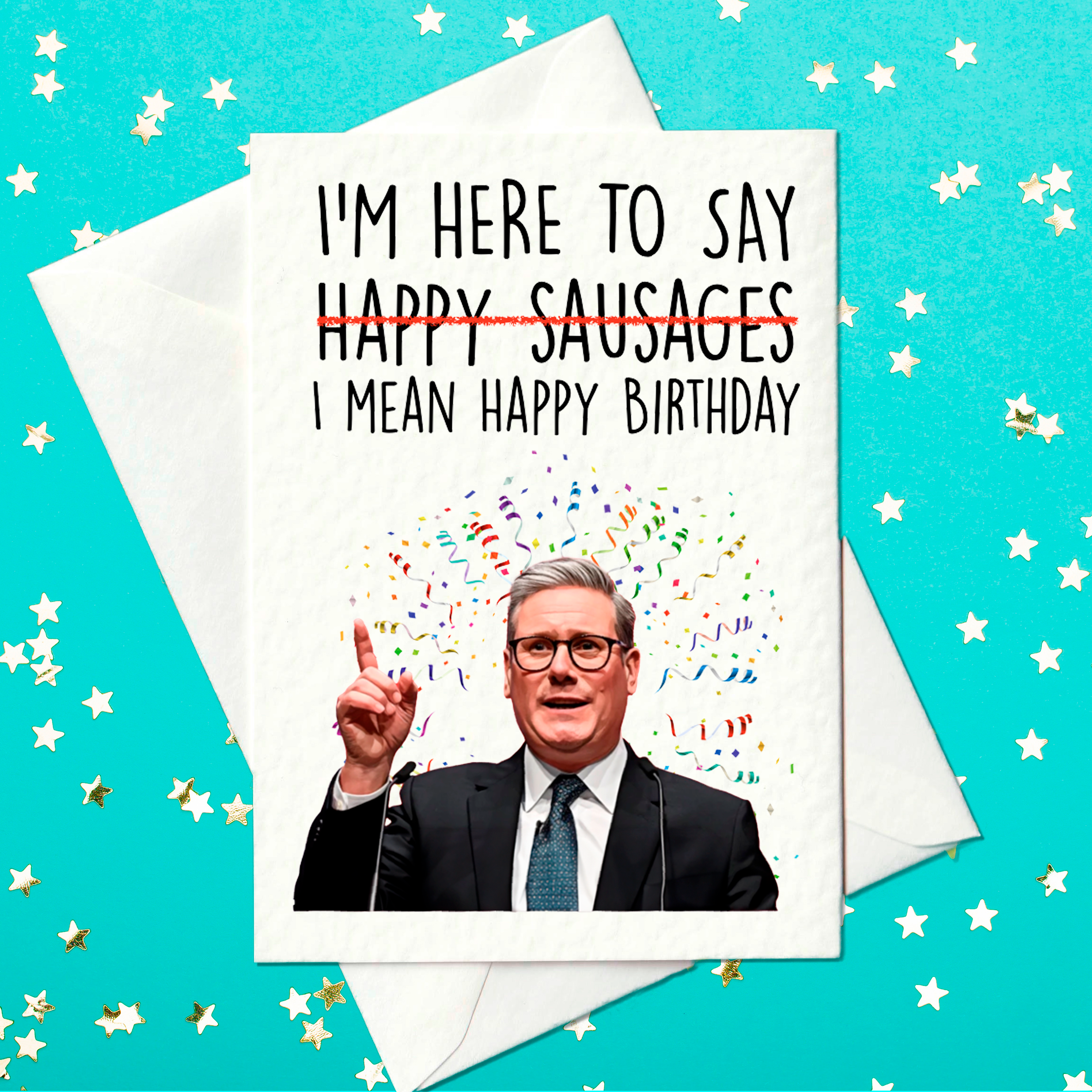 Keir Starmer sausages funny birthday card