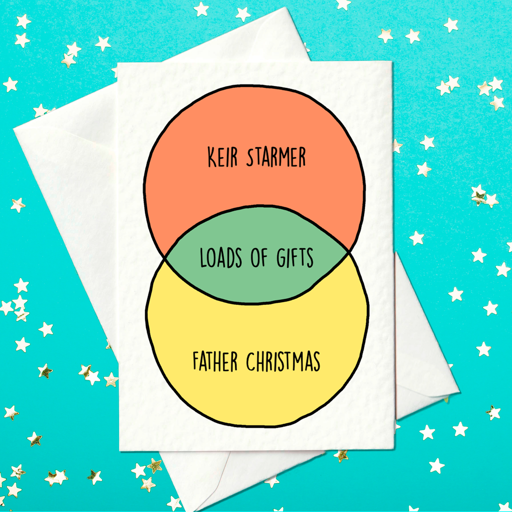 Keir Starmer, Father Christmas, and the Ultimate Gift Overlap! Funny Political Christmas Card (A6)