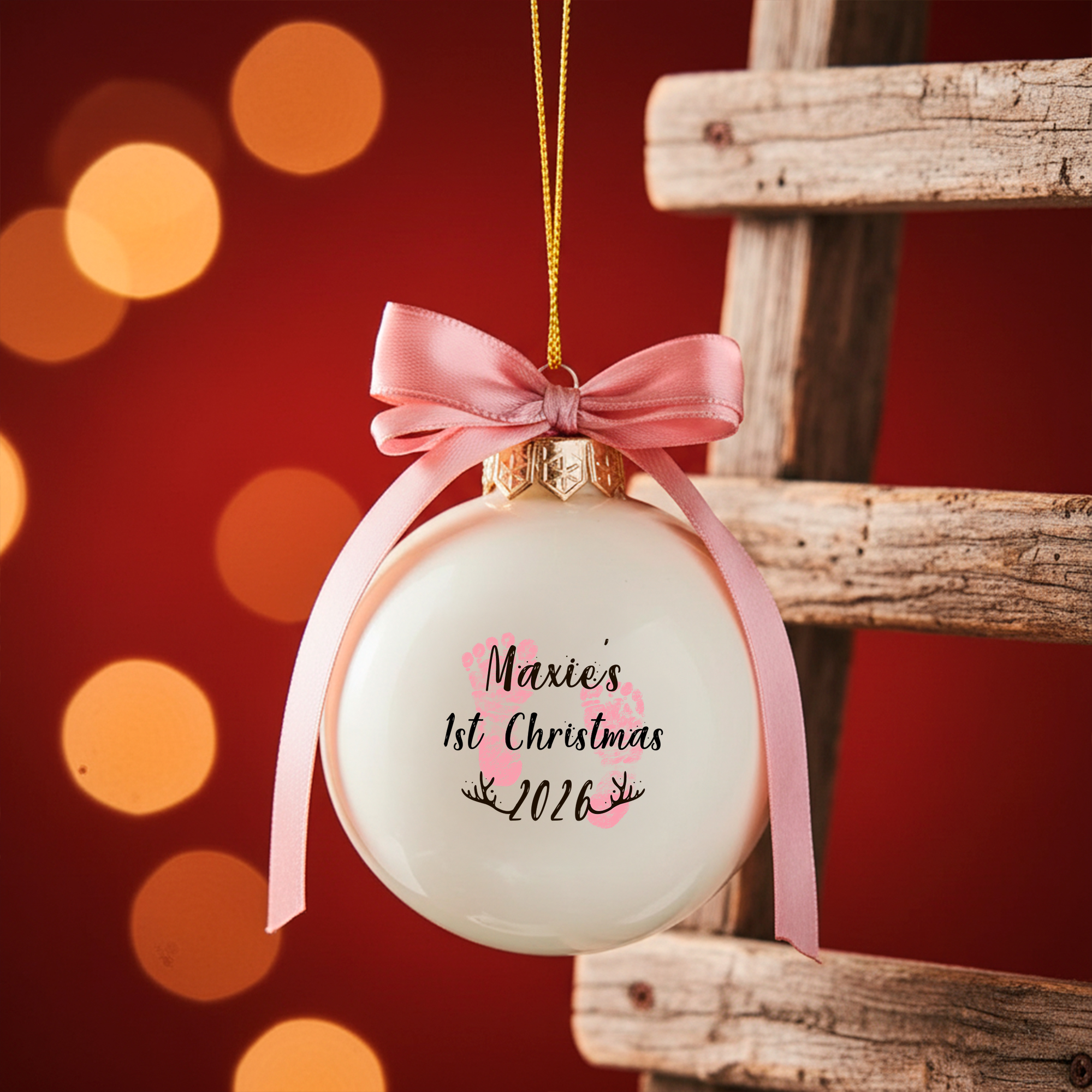 Personalised Baby’s First Christmas Bauble - with Name and Year (Glass)