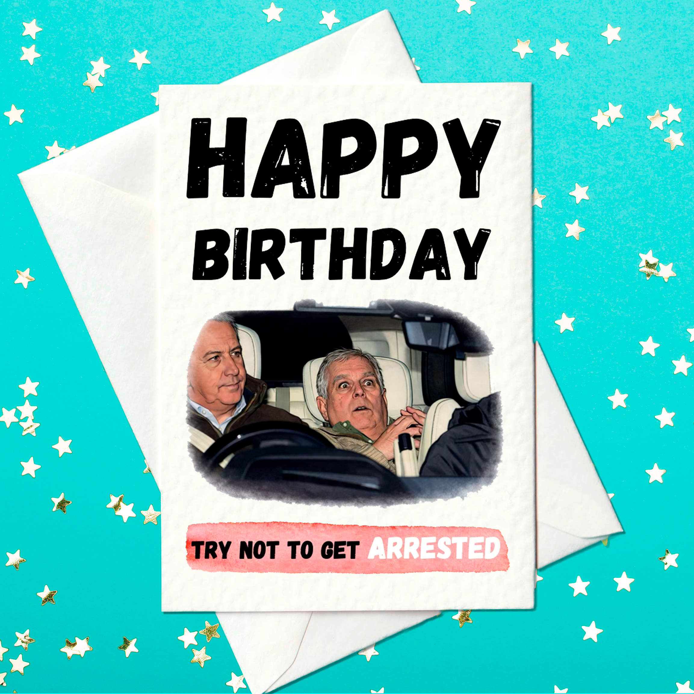 prince andrew birthday card a6 size try not to get arrested