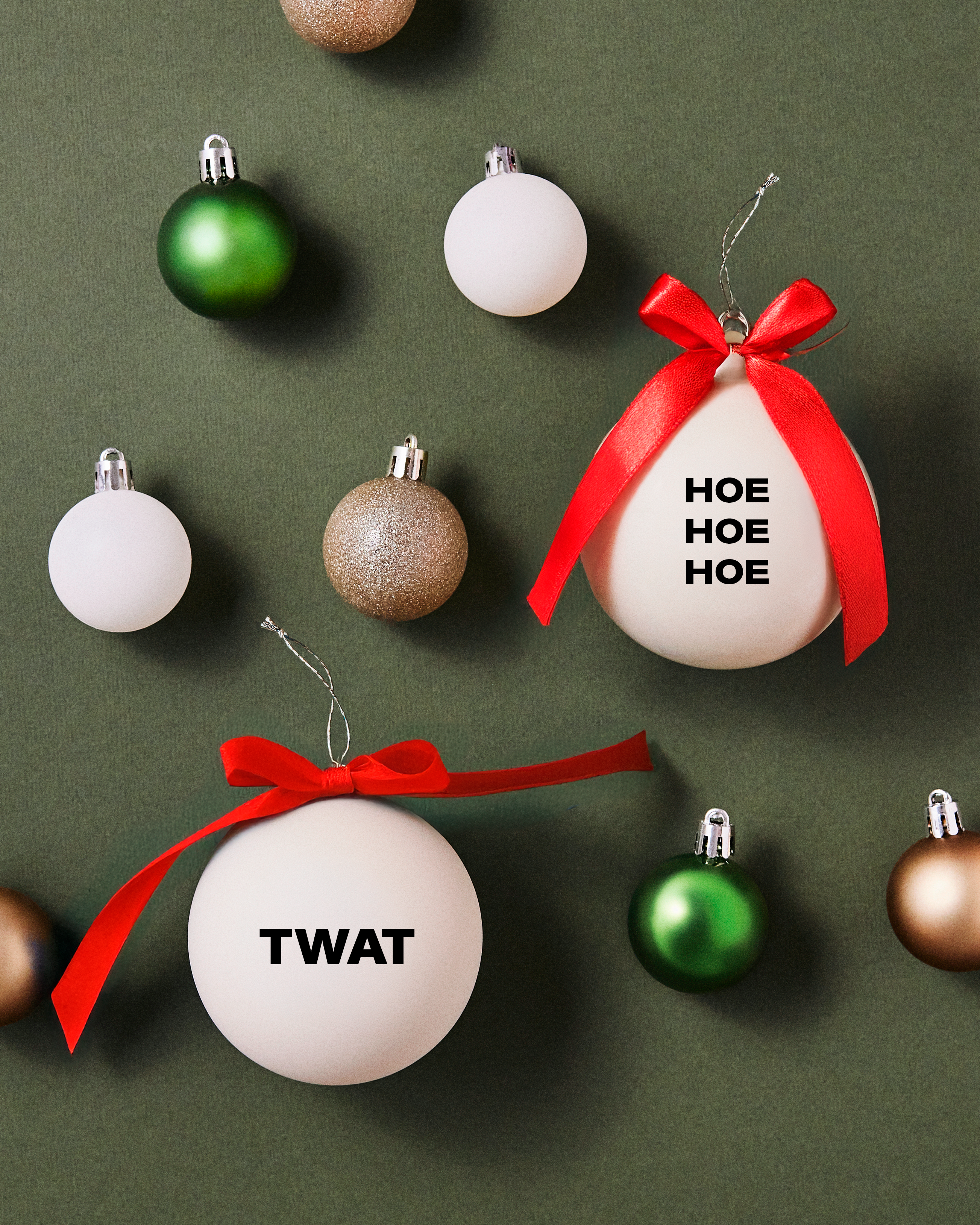 Sweary Christmas Baubles - Rude Christmas Tree Baubles. Sweary Baubles