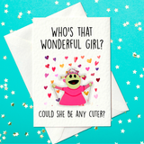 Adorable Mona Greeting Card - Cute & Playful Nanalan' Themed Birthday Card for Girls 