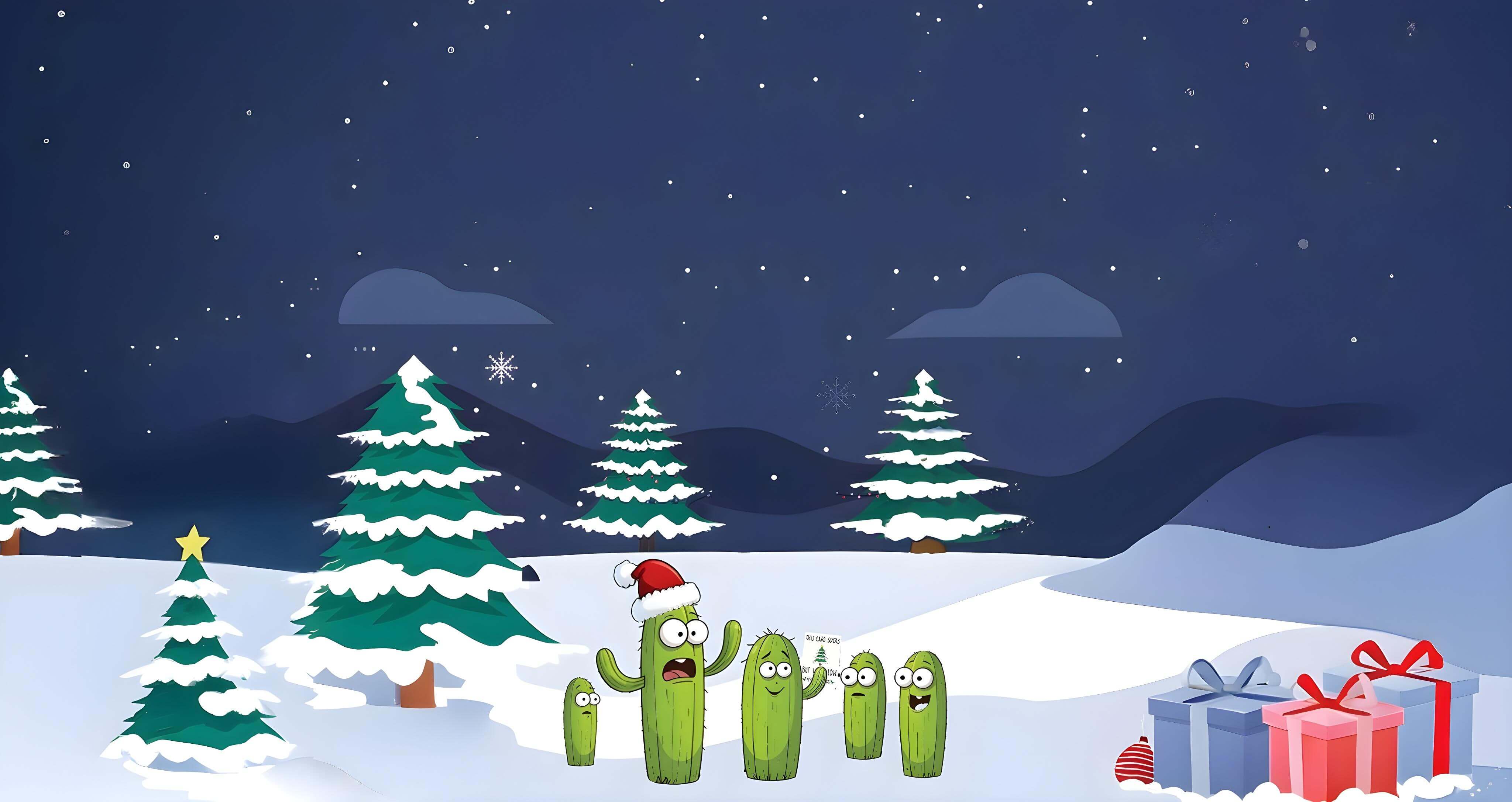 Prickly Cards Christmas banner cactus