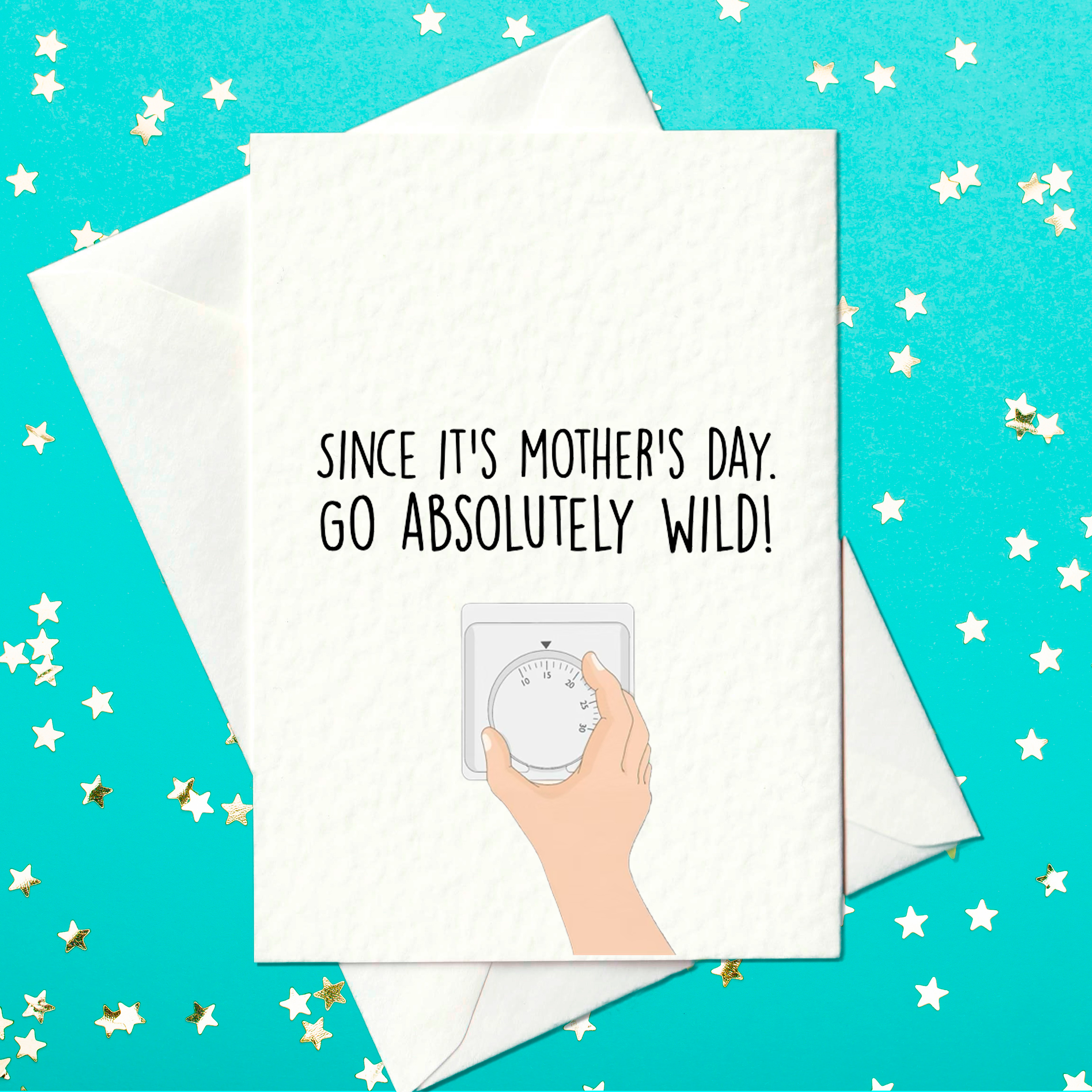 Funny Mother's Day card with thermostat