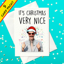 Load image into Gallery viewer, 5 CARD PACK! Funny Borat Christmas Card