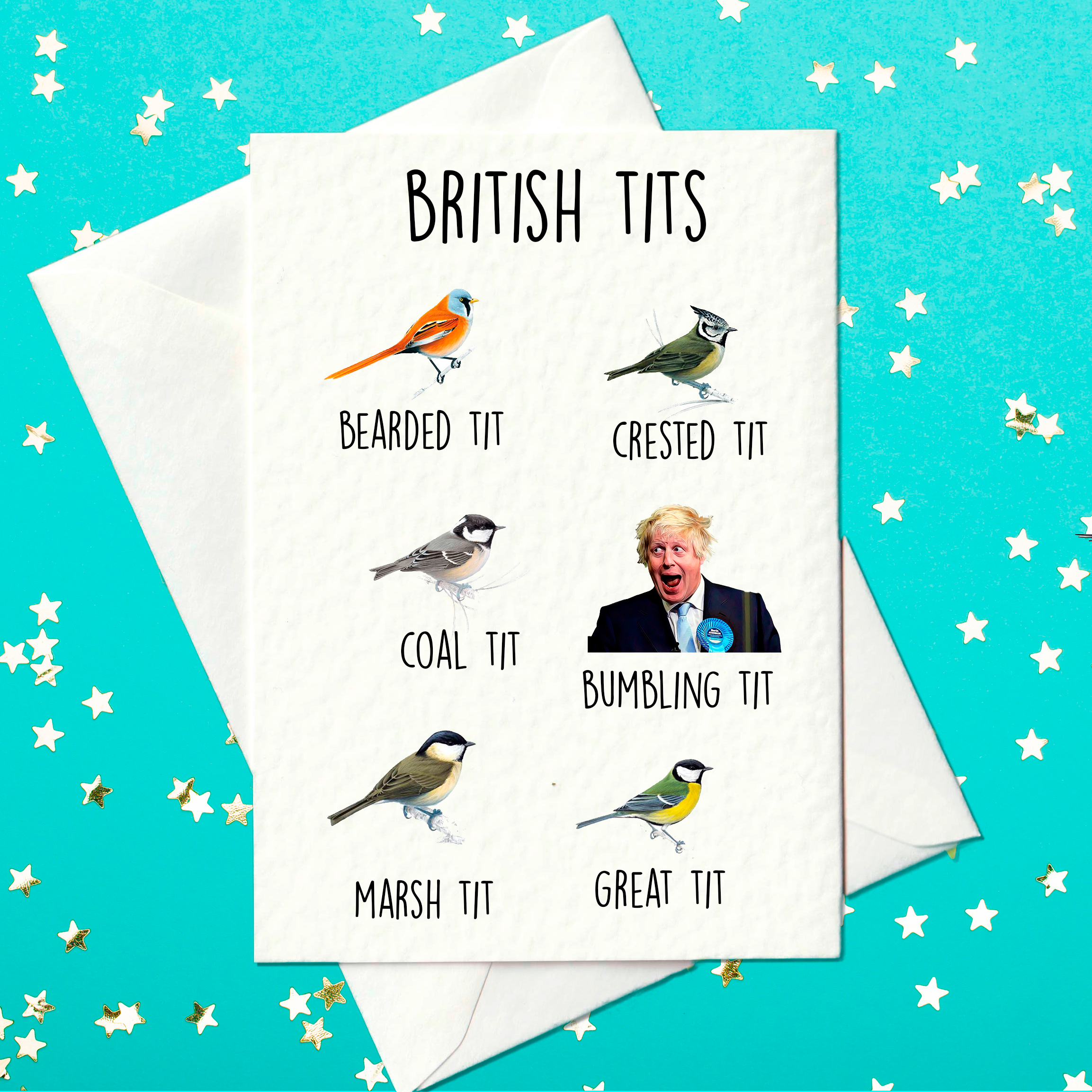 British tits card featuring Boris Johnson