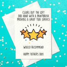 Load image into Gallery viewer, 5 stars would recommend - Funny Father&#39;s Day Card (A6)