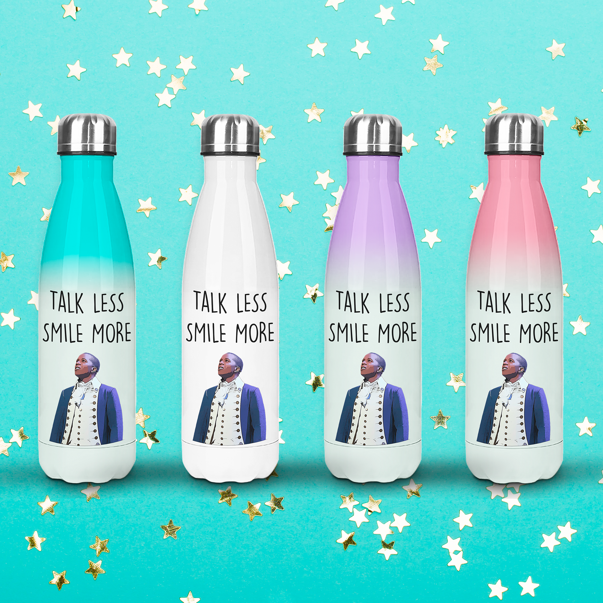 Hamilton Gift Water Bottle - Talk Less, Smile More Aaron Burr