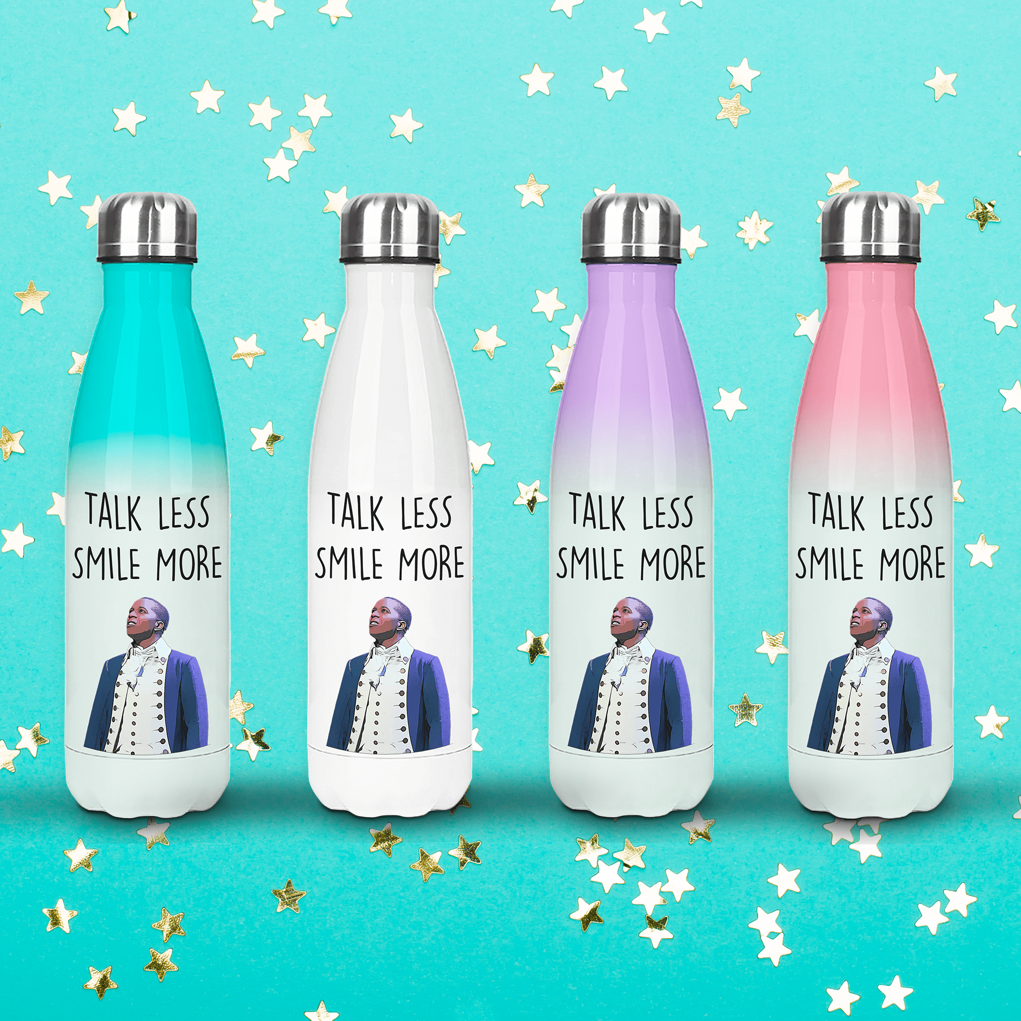 Talk Less, Smile More - Hamilton Water Bottle - Personalised Gift for Hamilton Musical Fans - Prickly Cards