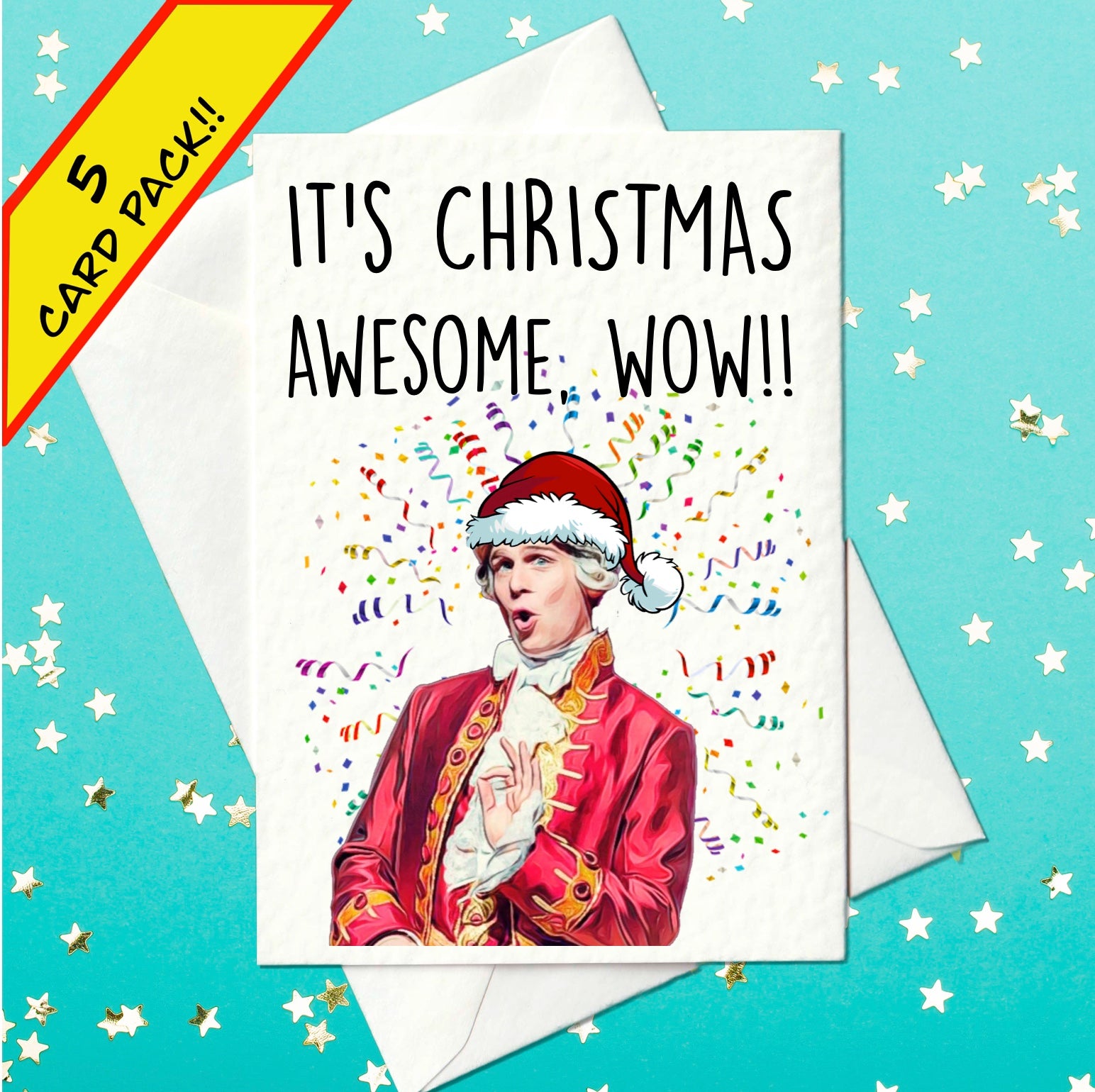 5 CARD PACK! Hamilton the Musical 'It's Christmas, Awesome, Wow!' Christmas Cards (A6) - Prickly Cards