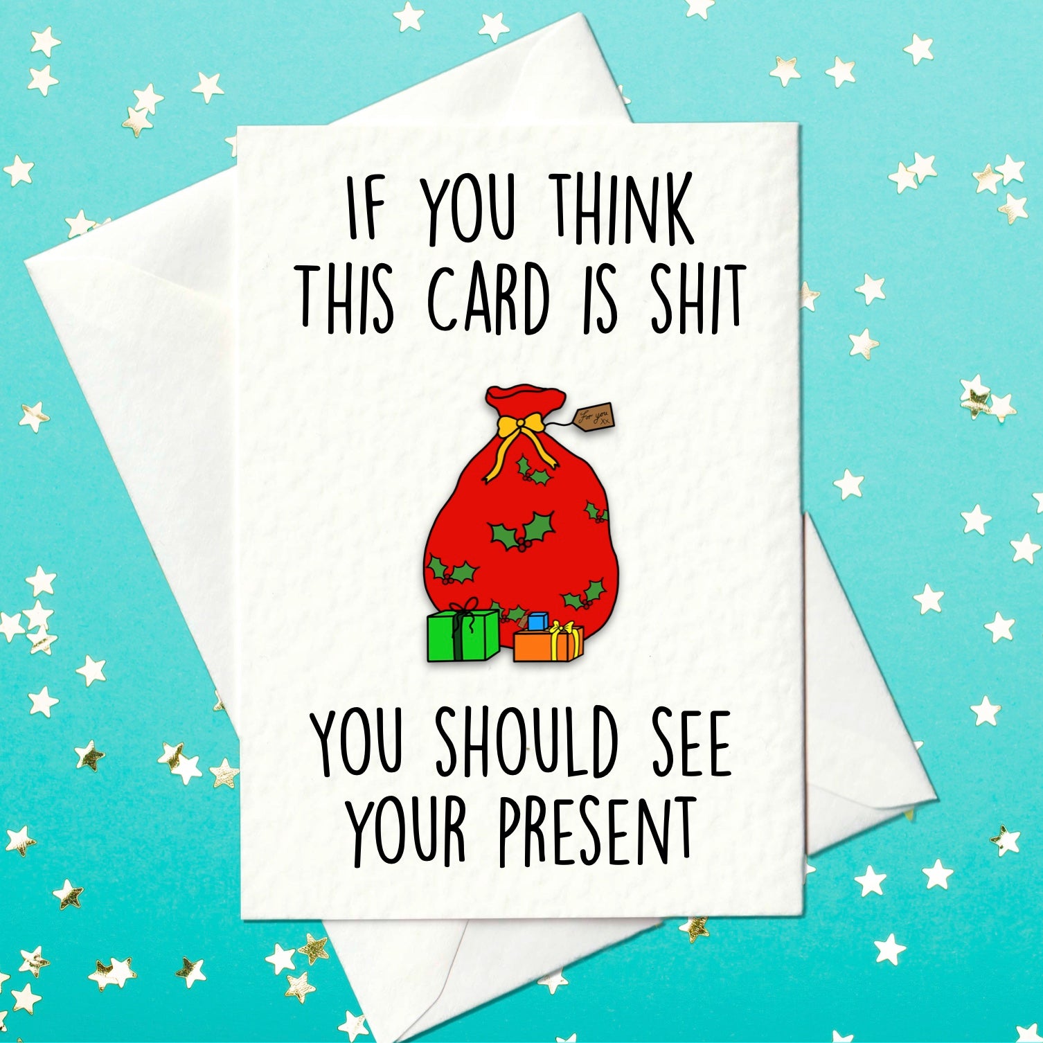 Funny, rude Christmas card from Prickly Cards