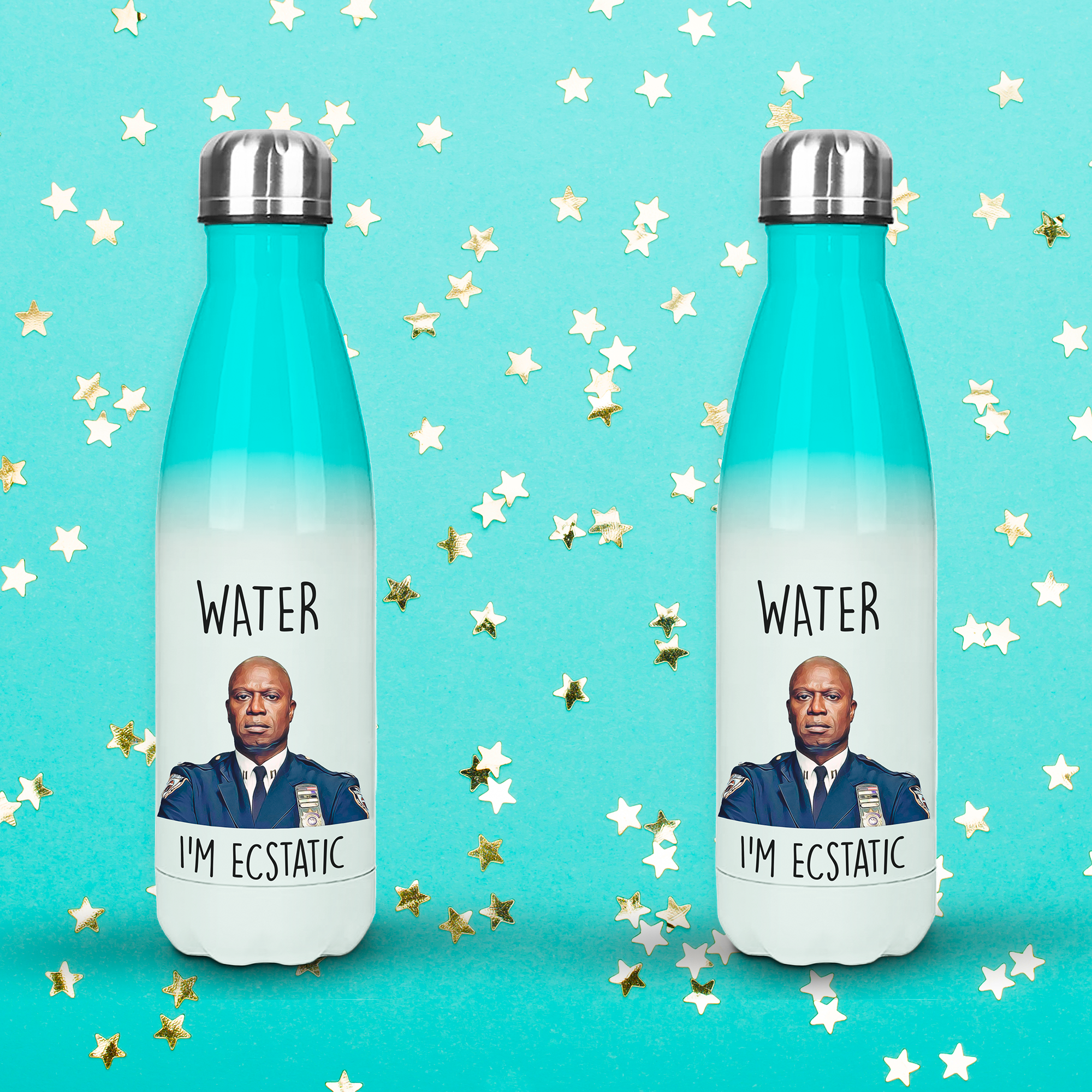 Water, I'm Ecstatic - Brooklyn 99 Water Bottle - Personalised Gift for Brooklyn 99 Fans - Prickly Cards