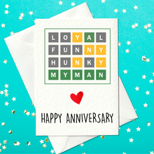 Load image into Gallery viewer, Anniversary card for Wordle loving partner - Wordle Anniversary Card (A6)