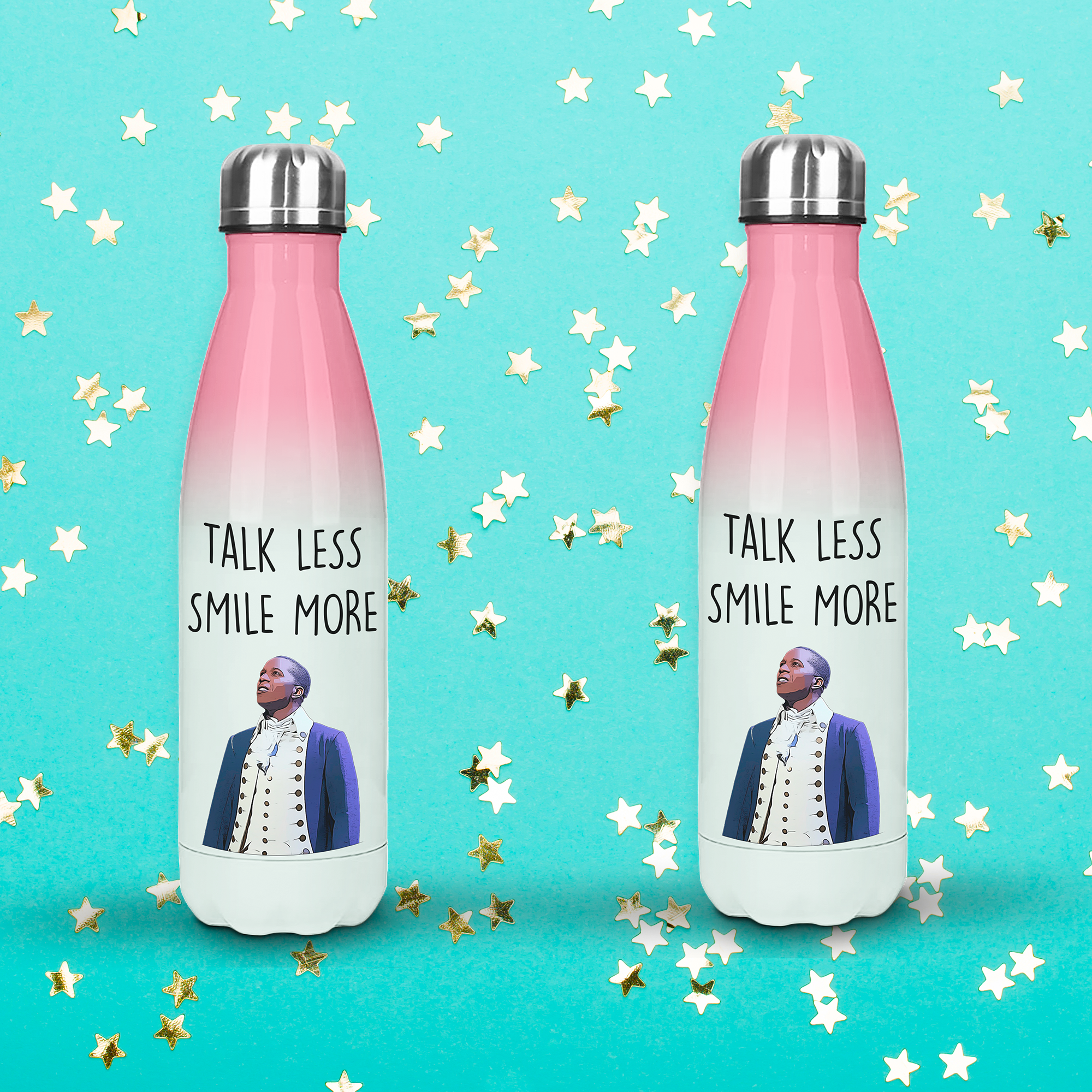 Talk Less, Smile More - Hamilton Water Bottle - Personalised Gift for Hamilton Musical Fans - Prickly Cards