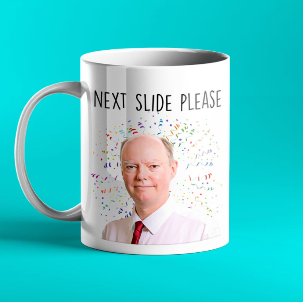 Funny Chris Whitty mug 'Next slide please'