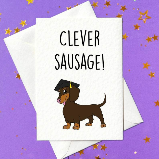 Clever Sausage - Cute Graduation Card