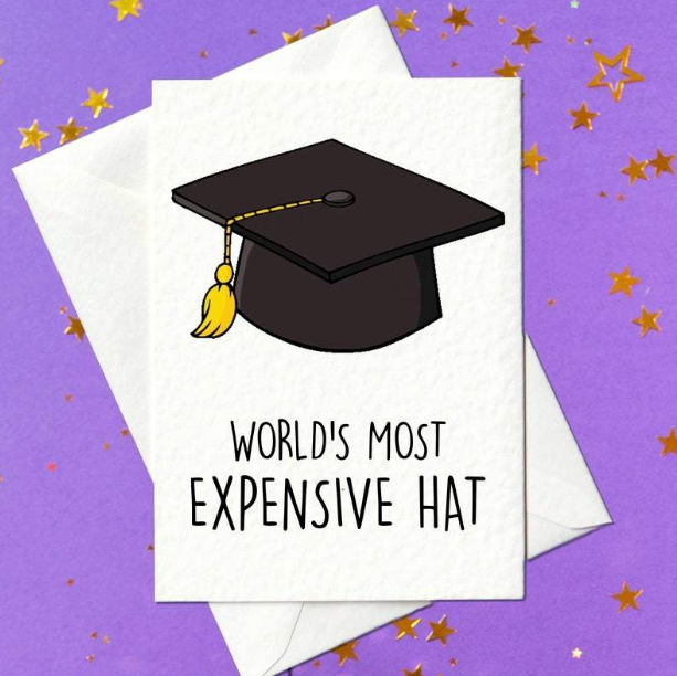 World's Most Expensive Hat - Funny university college Graduation Card