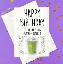 Load image into Gallery viewer, Funny birthday card about bins