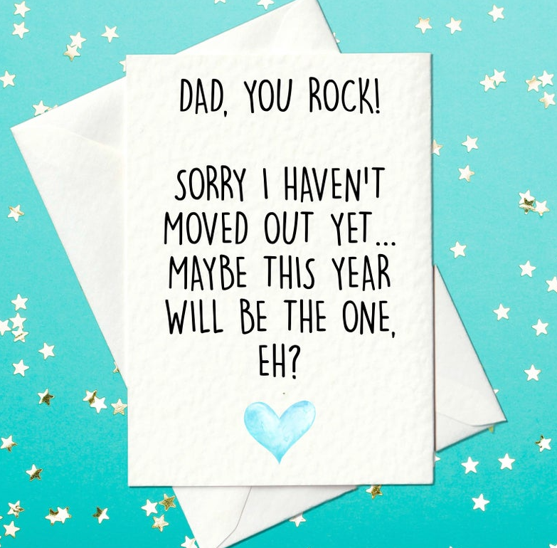 Funny Father's Day card from child who lives at home