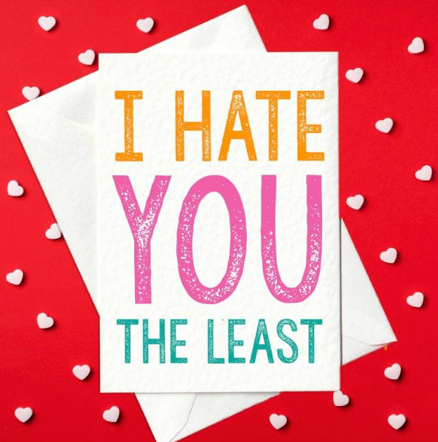 I Hate You The Least - Funny Valentine's Day Card for him or her