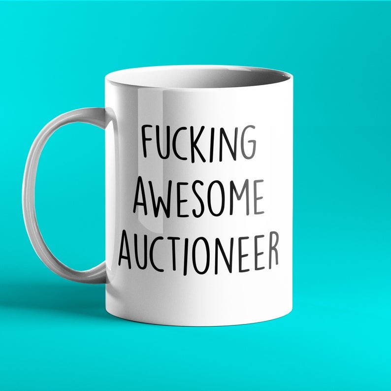 Fucking Awesome Auctioneer - Personalised Gift Mug - Prickly Cards