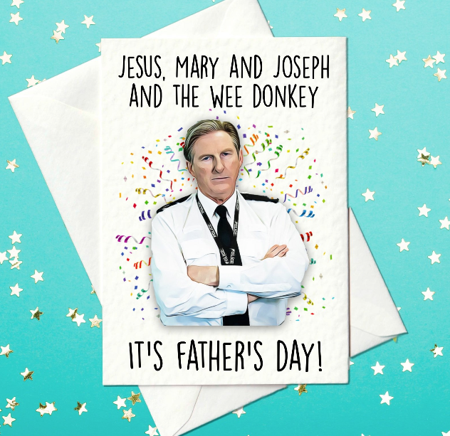 Jesus, Mary and Joseph and the wee donkey - Line of Duty - Funny Father's Day Card