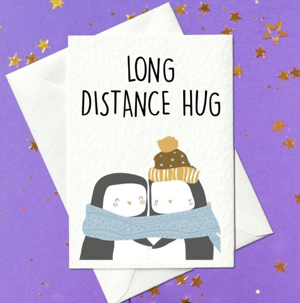 Long Distance Hug - Cute Greeting Card for Friends