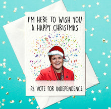 Load image into Gallery viewer, Funny Nicola Sturgeon Scottish independence Christmas card