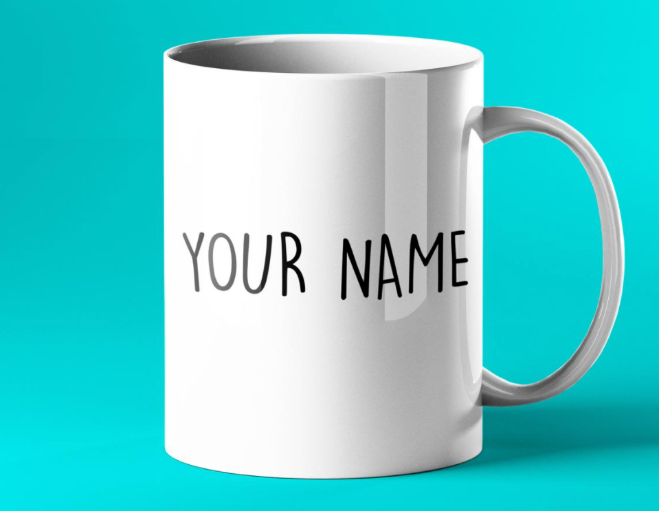 Name on personalised gift mug