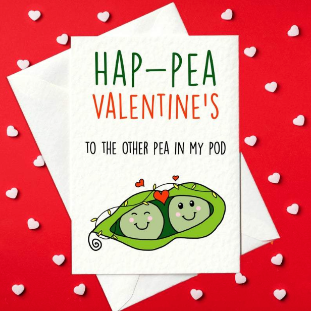 PRINT AT HOME - Hap-pea Valentine's To The Other Pea In My Pod - Cute Valentine's Day Card