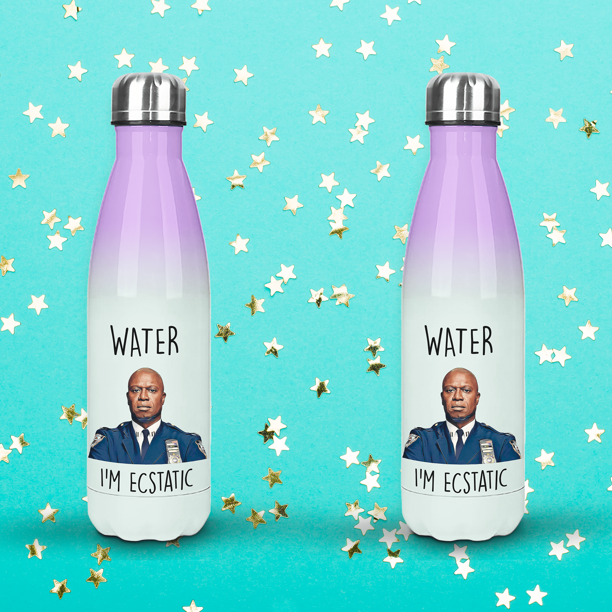 Water, I'm Ecstatic - Brooklyn 99 Water Bottle - Personalised Gift for Brooklyn 99 Fans - Prickly Cards