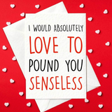 Funny and rude Valentine's Day card – I would love to pound you senseless (A6)