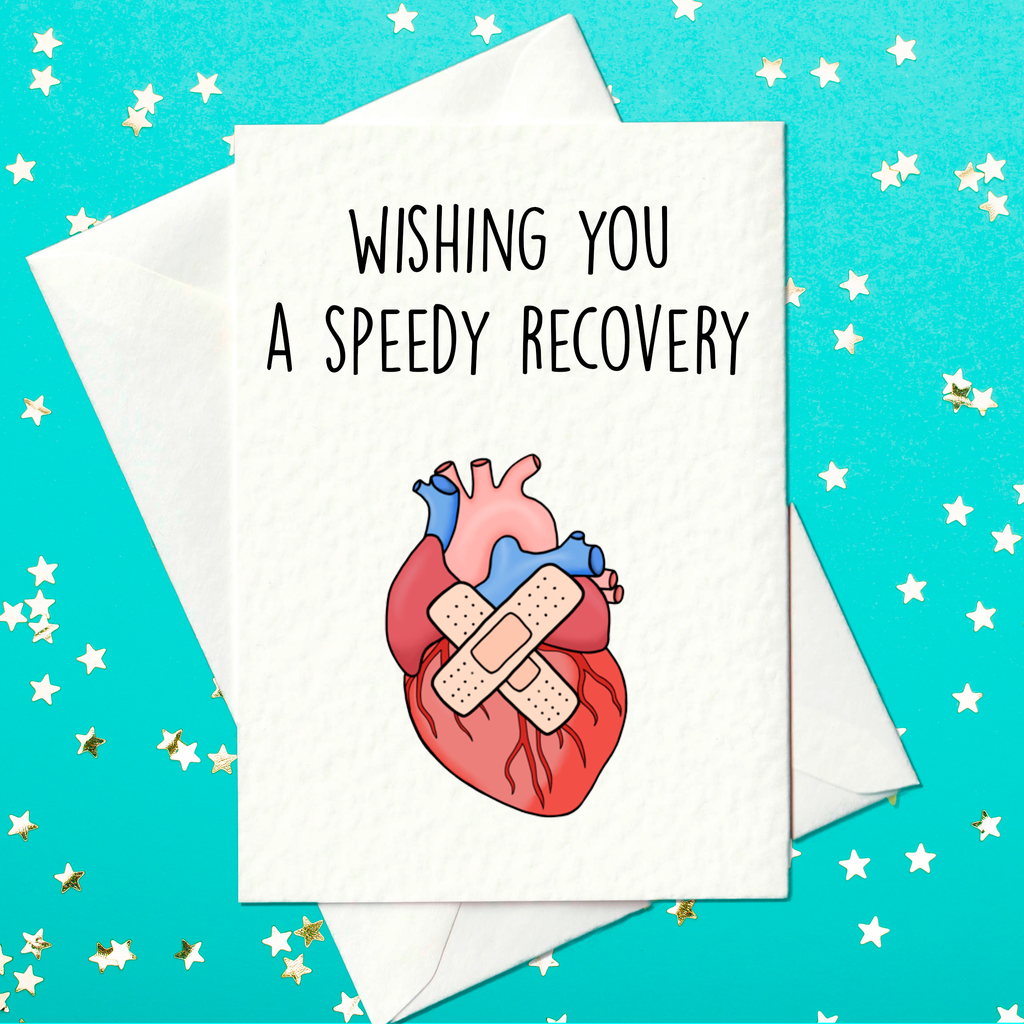 Funny & Cheeky Handmade Get Well Soon Greetings Card For Open Heart Surgery, Recovery, Operation And Bypass - (A6)